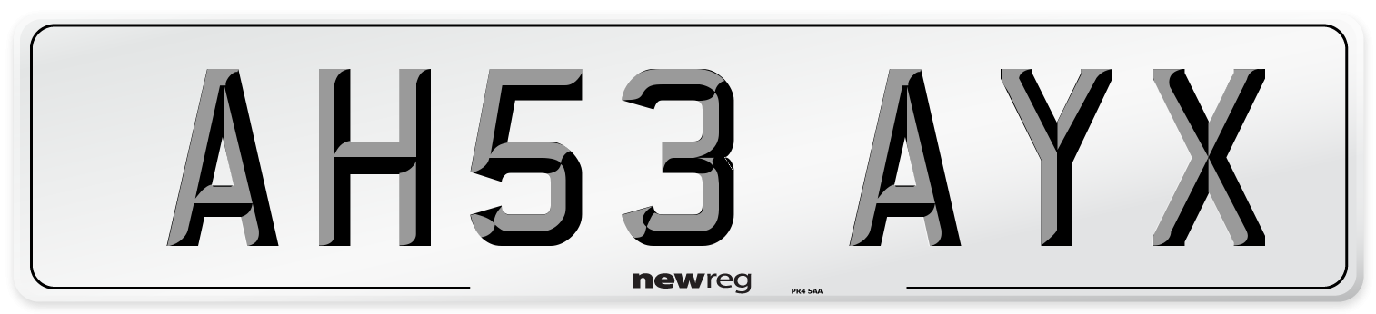 AH53 AYX Number Plate from New Reg